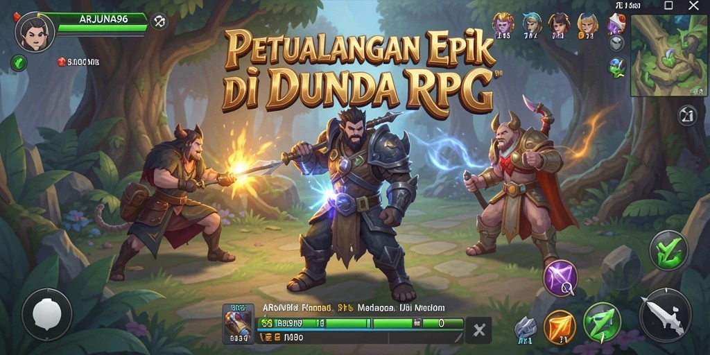 Screenshot ARJUNA96 menampilkan aksi seru dalam dunia RPG yang luas.