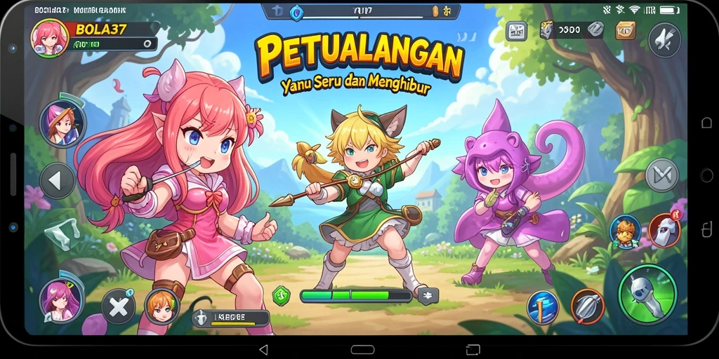 Gameplay menarik dengan karakter Anime yang berwarna-warni.