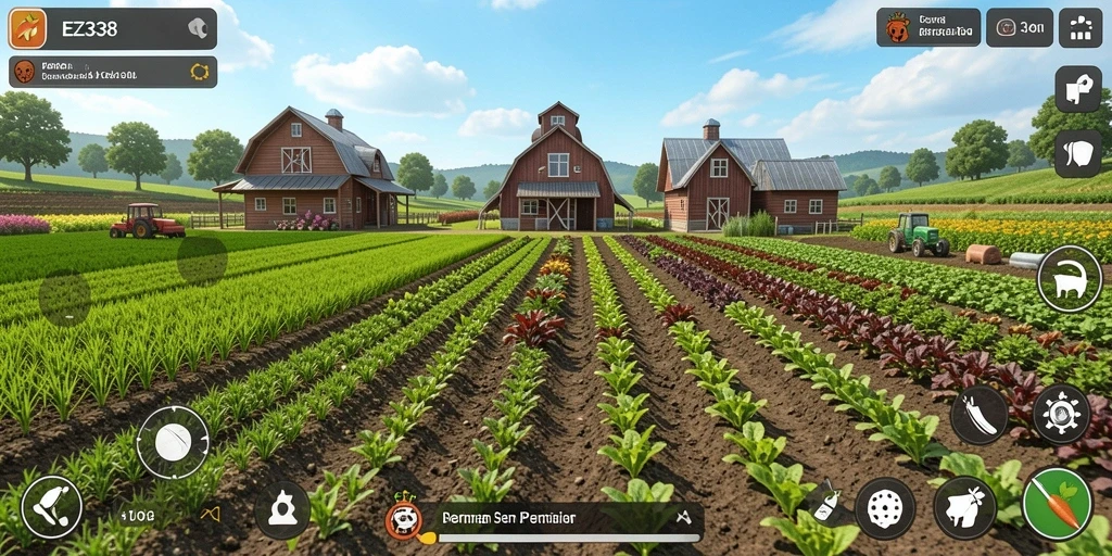 Tangkapan layar utama gameplay EZ338 saat berkebun dan merawat tanaman.