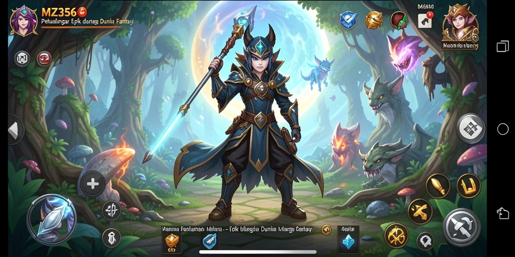 Screenshot MZ356 menampilkan pertarungan seru dalam dunia fantasi.